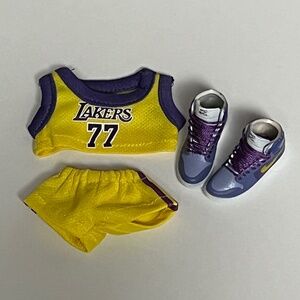 La Lakers 77 Jersey Sneakers 3 Piece Outfit For Labubu Sneaker Shoes Purple